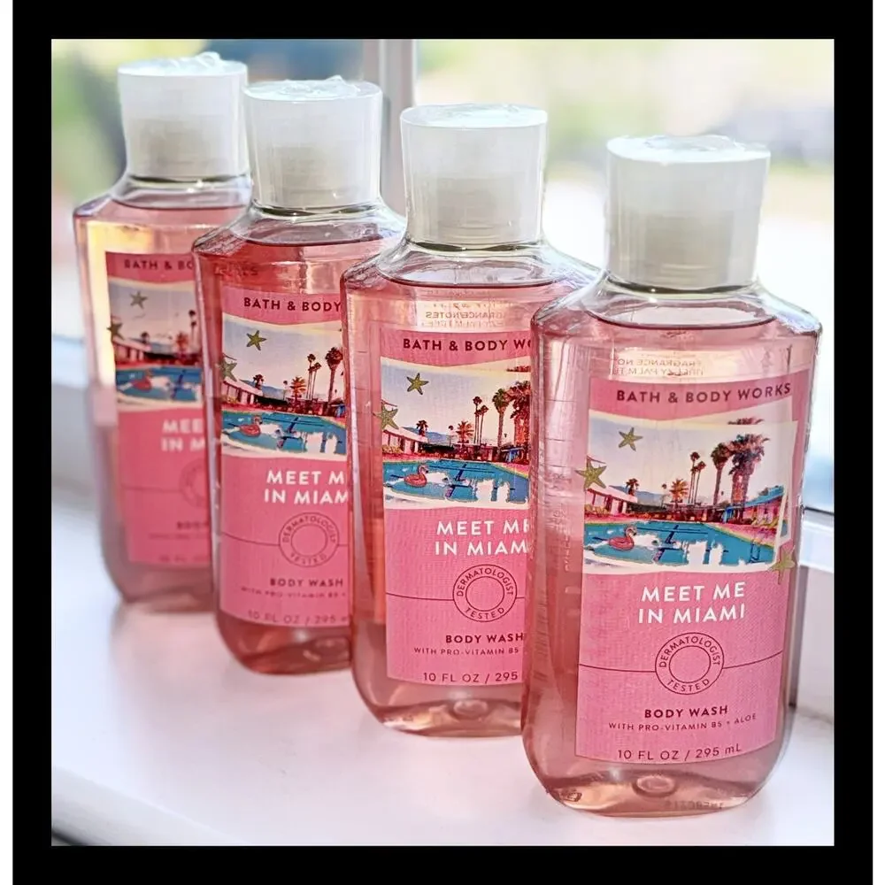 Bath & Body Works Meet Me in Miami 10oz Shower Gel Body Wash with Aloe B5 x4